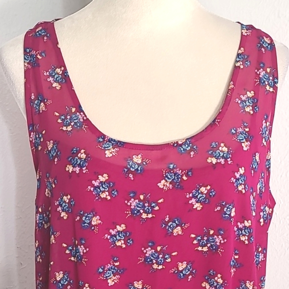 Arizona Jean Co. Sheer Pink Floral Sundress, Cami Dress Underneath, Size XL - Picture 3 of 10